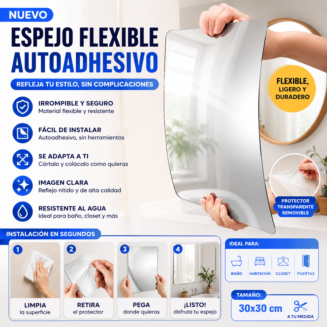 ESPEJO ADHESIVO CUADRADO